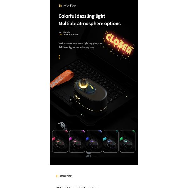 7 Color Luminous Flame Aroma Humidifier Rocket Shaped Essential Oil Fragrance Diffuser