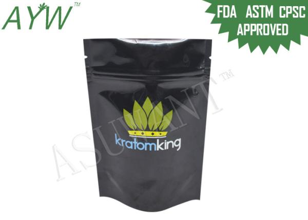 Opaque Black Stand Up Zipper Bags Light Barrier Doypack For Kratom Capsules