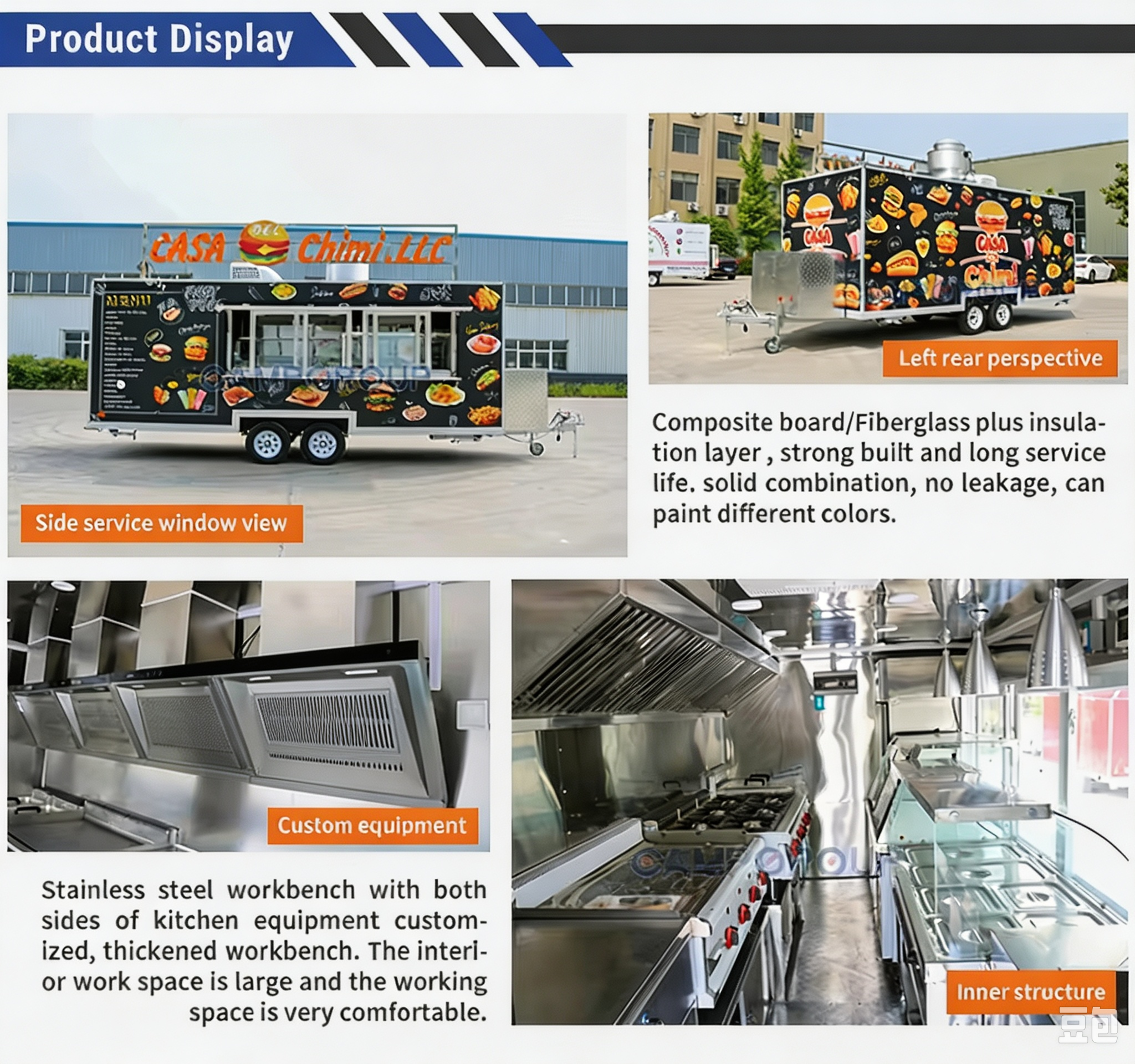Custom Mobile Food Trailer with Full Kitchen Equipment, BBQ Food Truck, Container Food Cart, Mobile Bar & Catering Trailer for Street Food, Events, Festivals and Outdoor Business