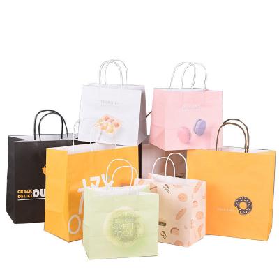 Logotipo personalizado Bolsa de papel Kraft de compras dobrável reutilizável com alça de comprimento de mão
