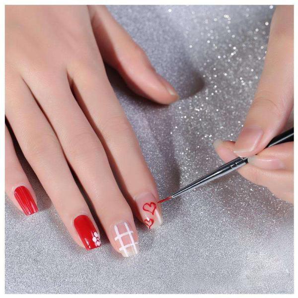 5pcs Acrylic Nail Brush Drawing Pen Design Nail Art Tools With Brush Case