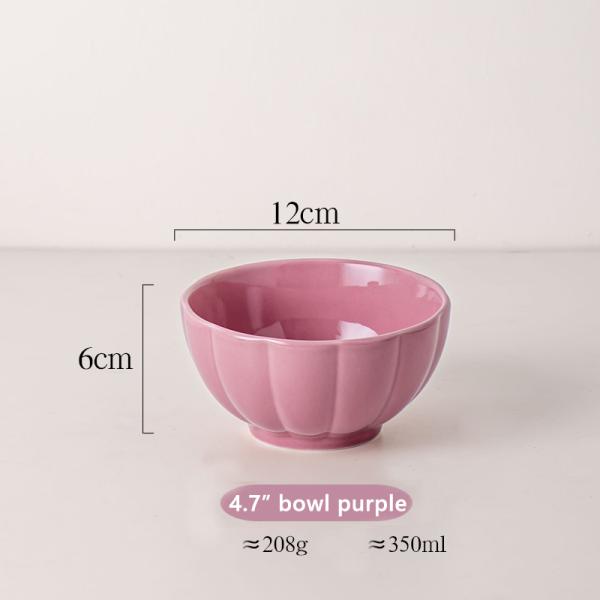 Porcelain Color Stoneware Bowl Set For 6 People Nordic Pumpkin Bowls Ceramic 4.7 Inch