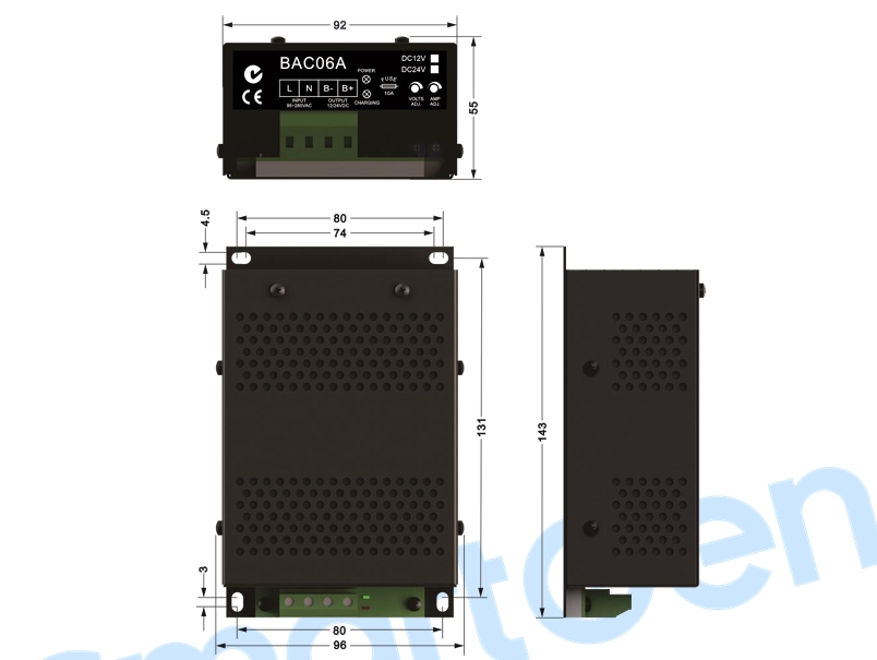 Smartgen BAC06A 12V6A 24V3A Plastic PCB Two-Stage Float Battery Charger for Diesel Generator Genset