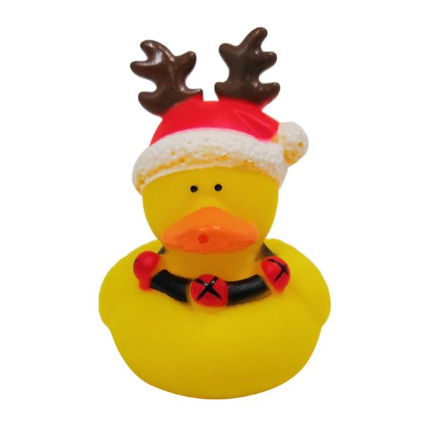 Christmas Yellow Rubber Ducks Baby Tub Toys Cute Deer / Penguin Pattern
