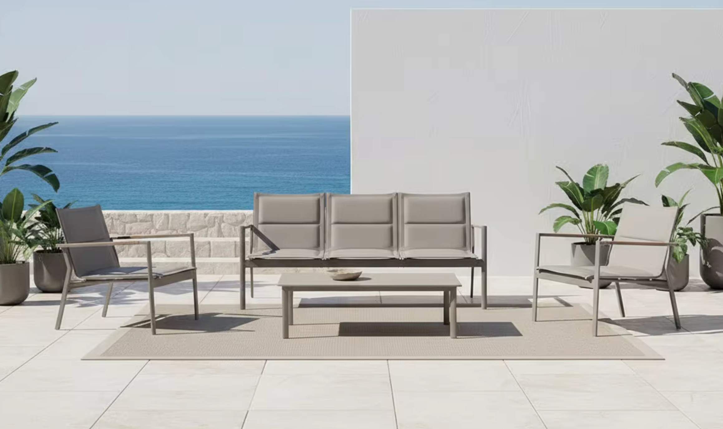 Textilene Outdoor Furniture Aluminum Lounge Sofa. Skyline Batyline. SN-2644