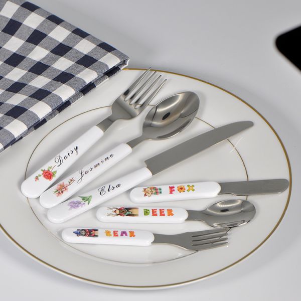 Sublimation Stainless Steel Cutlery Set Fork Spoon Knife For Adult And Kids