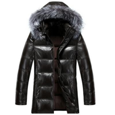 Cool Winters Hooded Anorak Jacket With Fur Hood , Mens Padded Leather Jacket