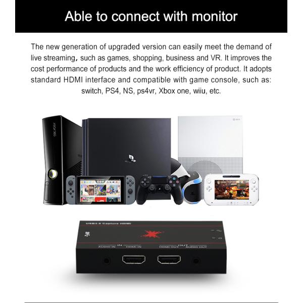 4k Hdm1 Input 1080p60 Output Capture Card With Independent Microphone