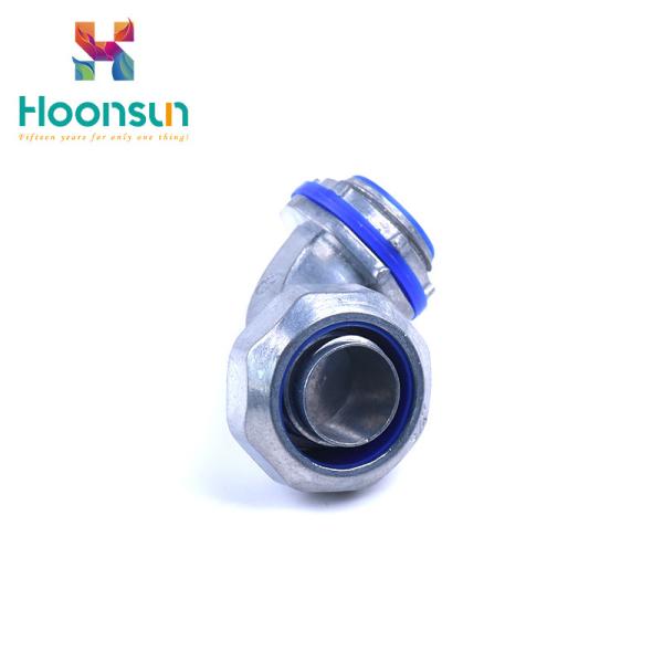 90 Degree Flexible Conduit Connector / Elbow Gland Metal Condiut Connector