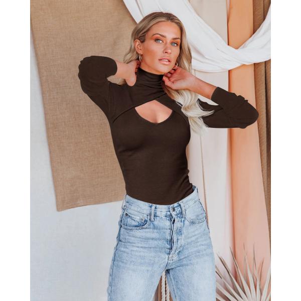 Воротника пригонки осени рукав тонкого сексуального высокого длинный продел нитку цвет верхней моды чистый