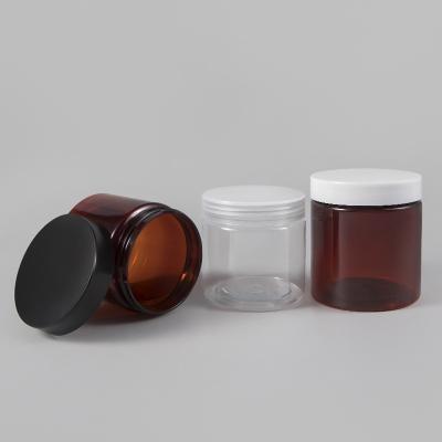 frasco cosmético de 100ml 150ml 200ml 250ml 300ml Amber Black Pet Cream Plastic com a tampa preta branca