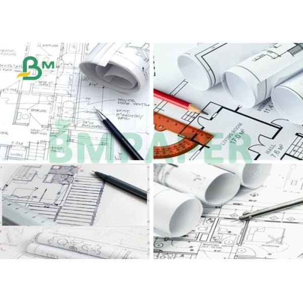 Wide Format 24'' x 150ft 20# Plotter Paper Roll For CAD Engineering Drawing