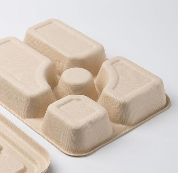 Sugarcane Pulp Lunch Takeaway Bento Box 4 5 Compartment Biodegradable Disposable