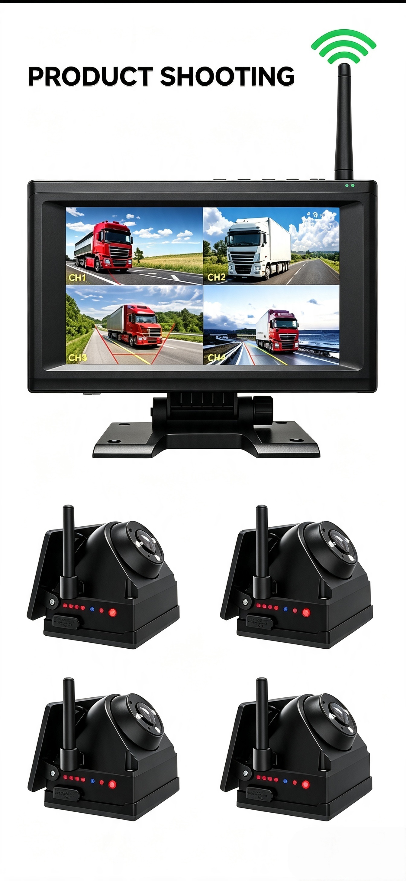 Plug and Play 1 - 4CH 720P Wireless Magnetic Camera System 7