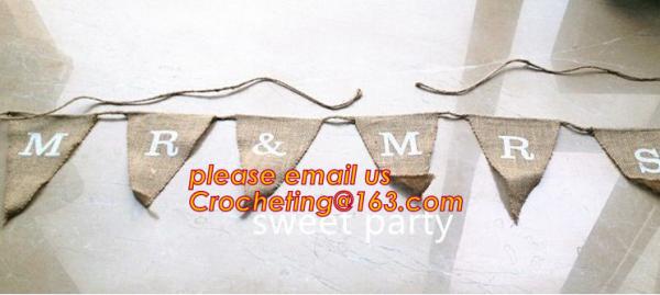 11pcs Burlap Lace Banner Bunting Jute Rustic Wedding Banner, Sweetheart Table Bunting banner Wedding love sign lace mate