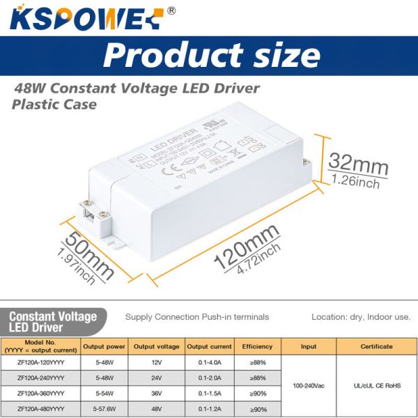 48W IP20 Plastic LED Driver Constant Voltage
