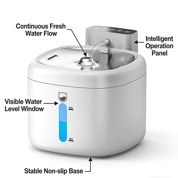 Pet Water Fountain Automatic Quiet Filtered BPA-Free Dispenser, Bulk Wholesale OEM For Multi Pet Use