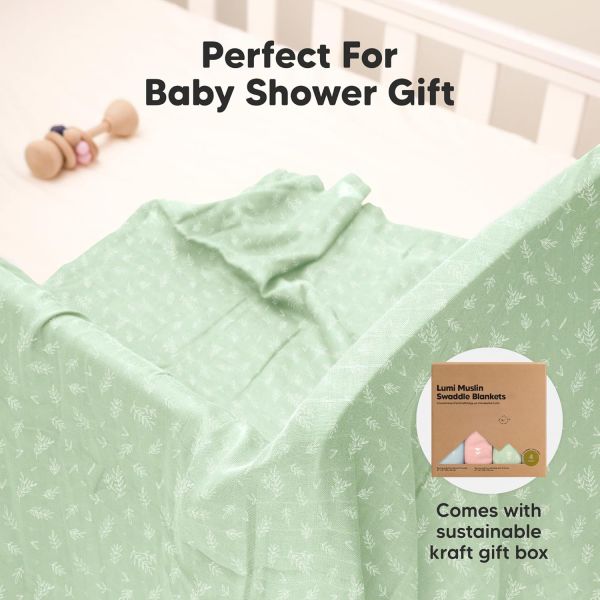 4-Pack Organic Baby Swaddles for Newborns,Soft & Breathable Receiving Blankets