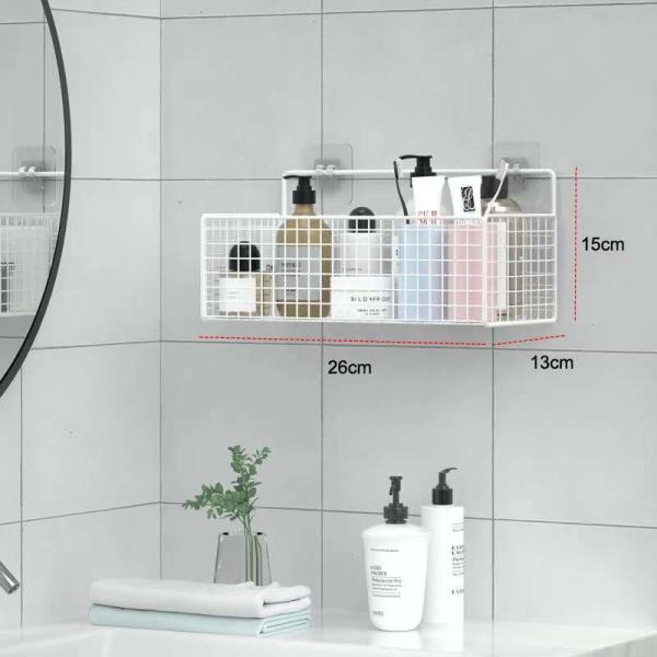 Bathroom Washstand 2.5mm Wall Storage Basket Bath Toilet Perforation Free Hanging