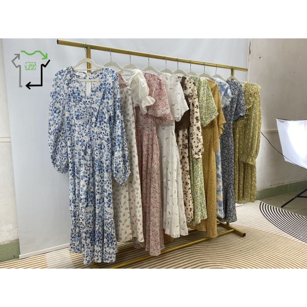 Women's Clean Summer 2nd Hand Clothes Comfortable Long Second Hand Silk Dress