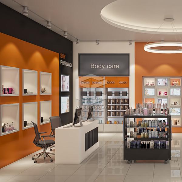 EPE Foam Packaging Skincare Display Shelves For Retail Store 10mm Tempered Glass