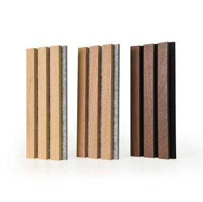 2400mm Natural Oak Acoustic Slat Wood Wall Panels With Black Grey Felt Backing