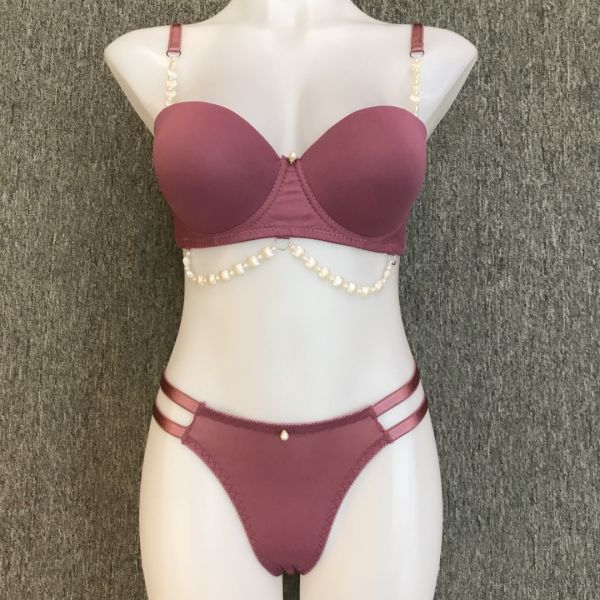 High Quality Women Romantic Panty Bra Set Wholesale Pearl Decoration Cute Fancy Women BRA Set PLUS SIZE 46-52C