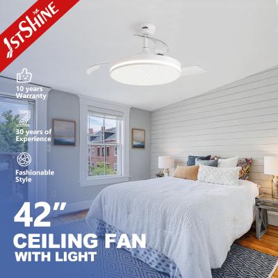 Moderno Design 1stshine Branco Estrelado LED Ventilador de teto com lâminas ocultas e DC Motor
