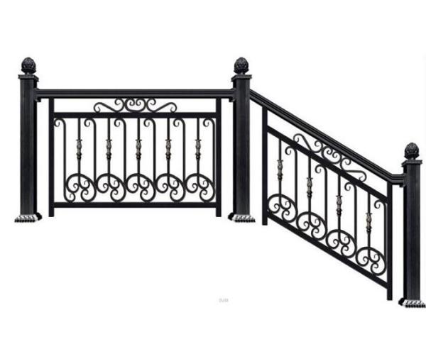 Fence Stair Railing Banister Handrail Hardware  Black Steel Post Modern Outdoor