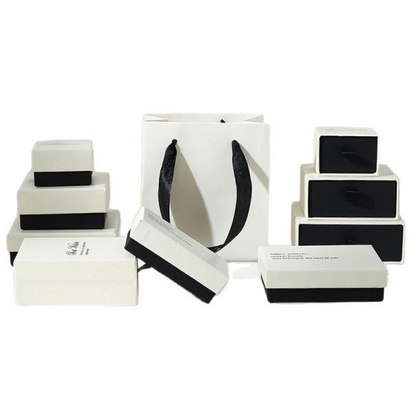 Customized Logo Jewelry Box With White And Black Lid Ring Packaging Box And Gift Box