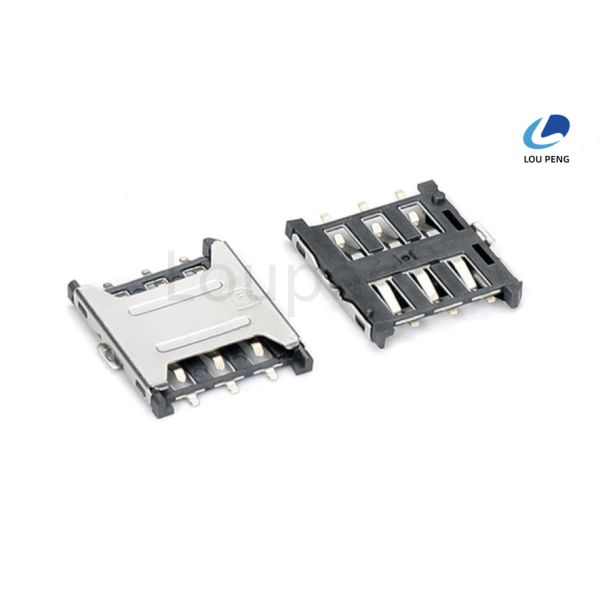 Tablets Black SIM Holder Connector Featuring SMT Surface Mount Technology Ideal for Mobile Communication Device Assembly