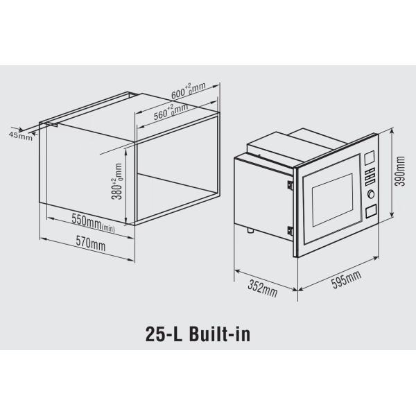 20L Large Countertop Mechanical Control Microwave Oven With True Microwave Function