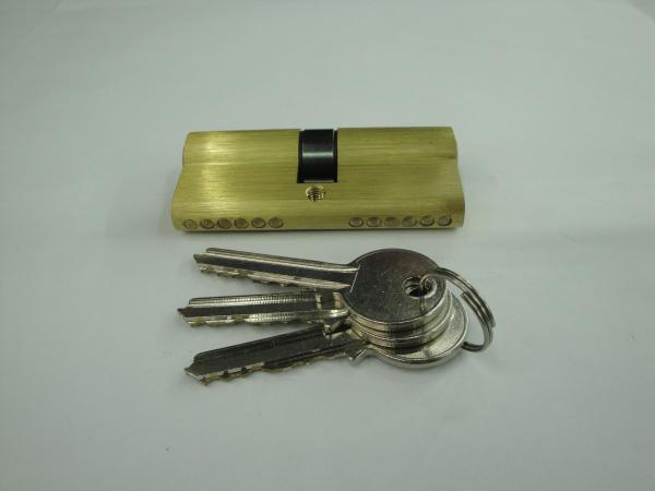 70mm(35*35) Euro Profile Double Brass Cylinder Lock with 3 brass normal keys Brass brushed surface finish