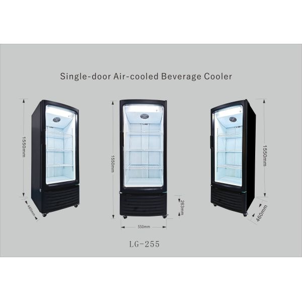 Supermarket Single Glass Door Commercial Display Cooler Upright Chiller Fan-Cooling Beverage Refrigeration Equipment