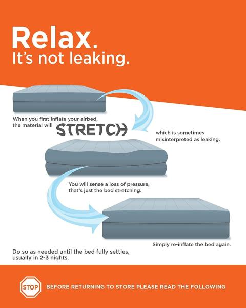 Outdoor Folding Household Air Mattress, Fiber-Tech Queen Size 10in Bed Height 600lb Weight Capacity – Pump Sold