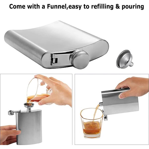 Leather Covered Stainless Steel Wine Flask for Men 8oz Outdoor Hip Flask Product size 93*122mm