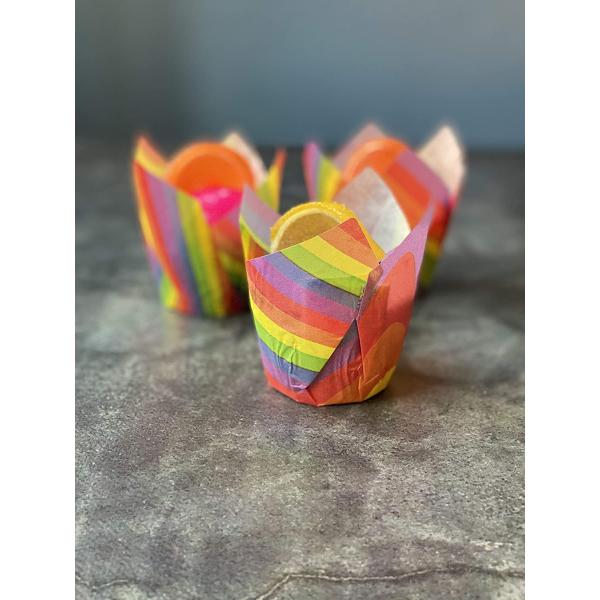 Muffin Cupcake Holder Wedding Party Rainbow Tulip Paper Cups