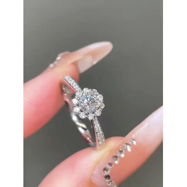 Sunflower Lab Grown Diamond Rings Gift Proposal Engagement Wedding Rings