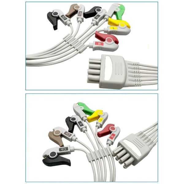 Nihon Konden KB3-HS6I Six-Lead Medical Consumables Compatible Adult ECG Connection Cable CE Certified Class II 0.9m For ECG