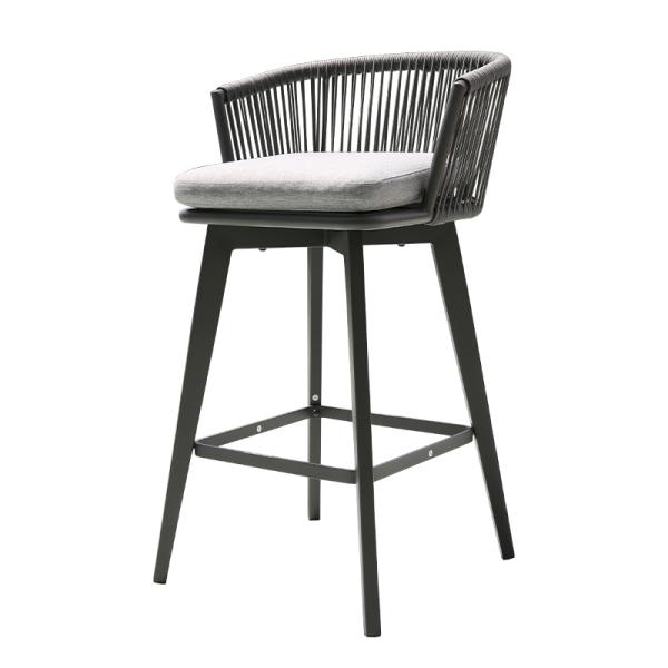 Handmade Rattan / Wicker Furniture Outdoor Bistro Bar Stools Aluminum Dining Chairs
