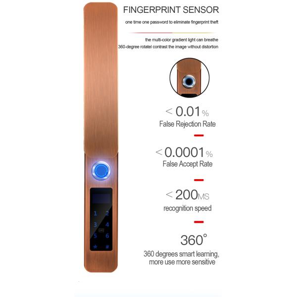 IP68 Waterproof FPC Fingerprint Smart Door Lock Bluetooth Antique