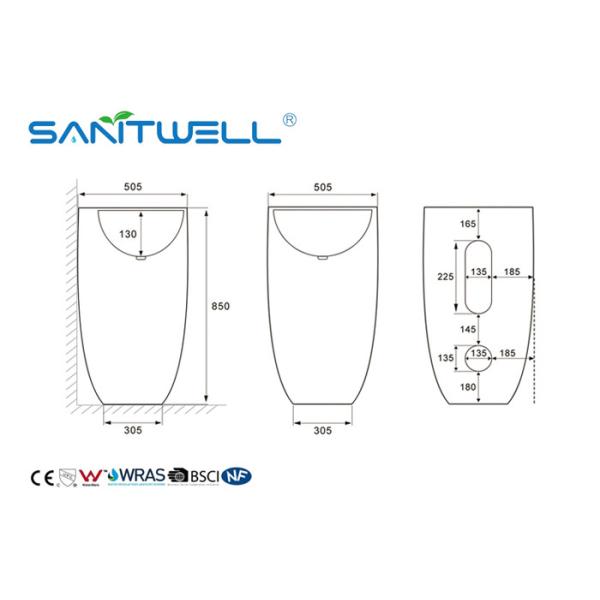 Glazed Ceramic Bathroom Pedestal Basins For Toilet Hand Washing ISO9001