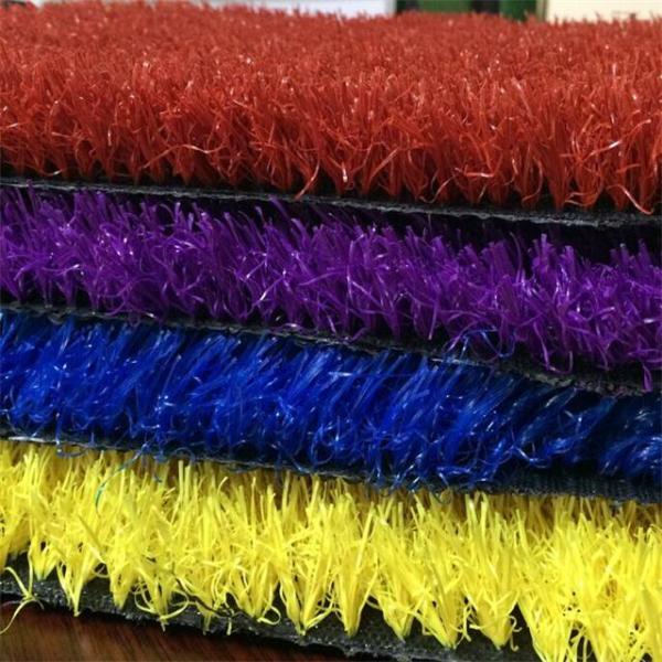 Safe Colorful Artificial Grass / Blue Yellow Purple Red Fake Grass Lawn