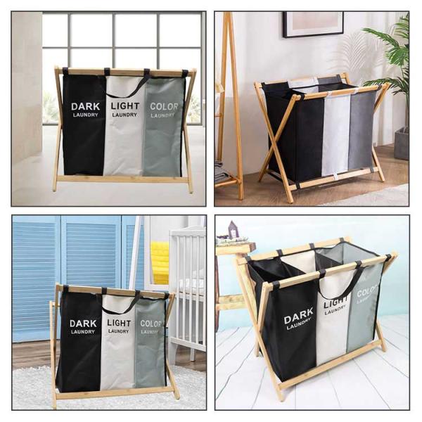 Легковес Breathable влагостойкой рамки корзины прачечной 3 ящиков бамбуковой Washable