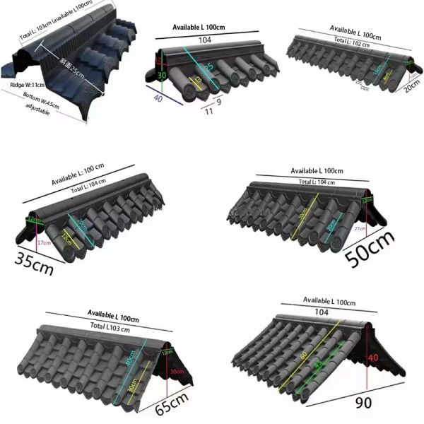 PP Plastic Roof Tiles & Roofing Accessories with Brackets Lightweight Easy Install Roof Shingles with End Caps Corner Joints