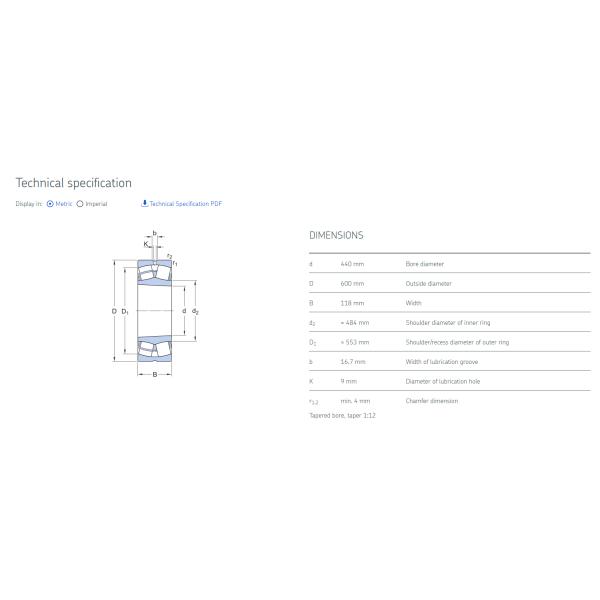 Tapered Bore Spherical Roller Bearing 23988CCK/W33