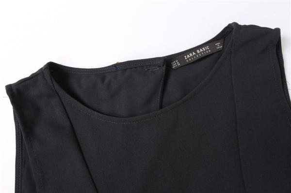 100% Polyester Ladies Dress Clothing Sleeveless Black Short Dress Casual