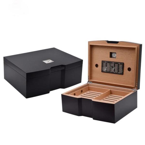 Two Layer Wood Cigar Box Humidor High Precision Hygrometer SGS Certified Large Capacity