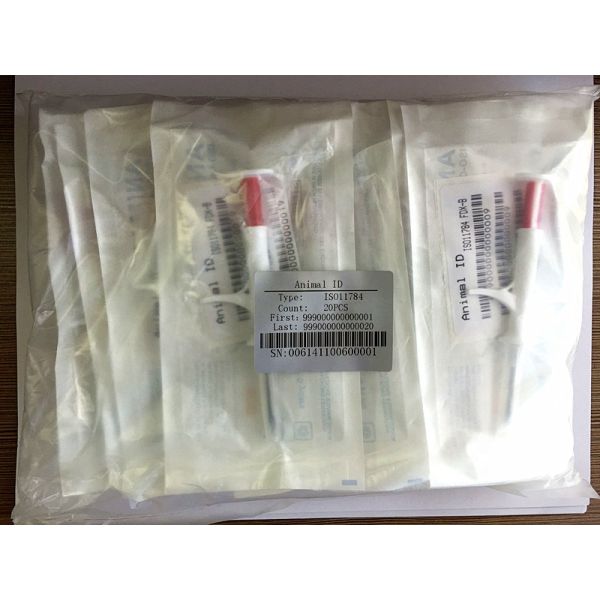 PP Injection Material Nano Chip Pet Dogs Cat 125mm RFID Glass Tag 7mm 1342KHz ISO117845 FDXB Microchip with IP67 Standard