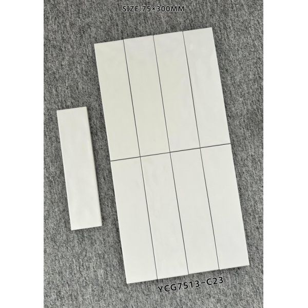White Stain-resistant 75x300mm Glossy Inside Ceramic Wall Tiles For Living Room and Balcony